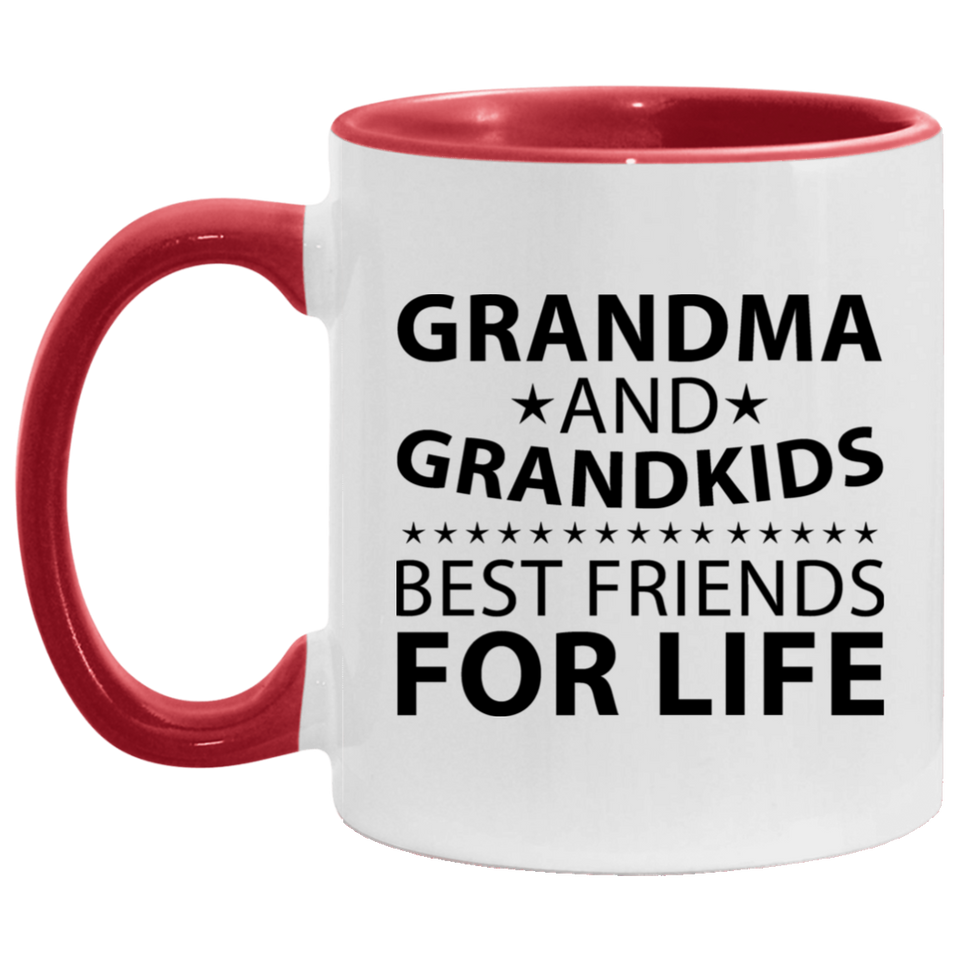 Grandma and Grandkids, Best Friends For Life - 11oz Accent Mug Red