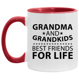 Grandma and Grandkids, Best Friends For Life - 11oz Accent Mug Red