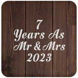 7th Anniversary 7 Years As Mr & Mrs 2023 - Drink Coaster D