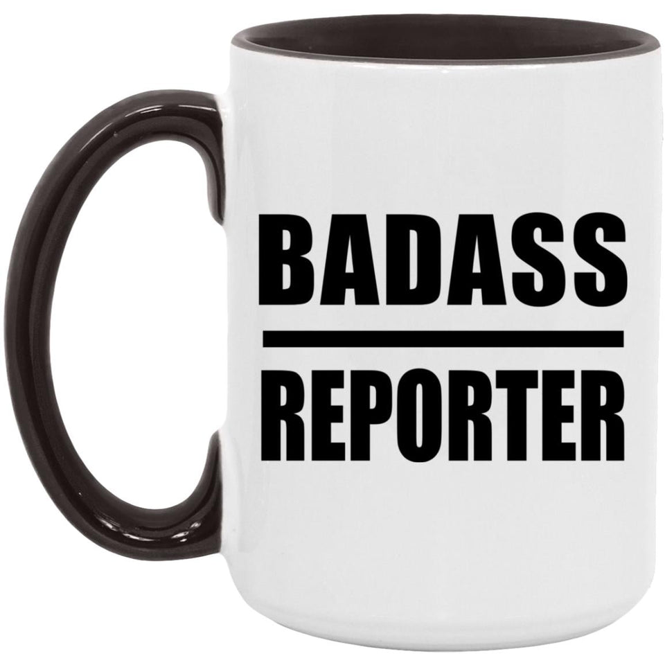 Badass Reporter - 15oz Accent Mug Black