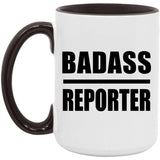 Badass Reporter - 15oz Accent Mug Black