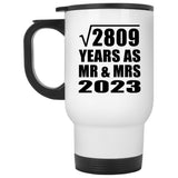 53rd Anniversary Square Root of 2809 Years As Mr & Mrs 2023 - White Travel Mug