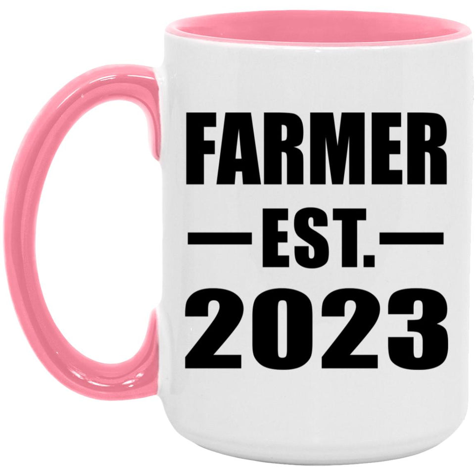 Farmer Established EST. 2023 - 15oz Accent Mug Pink