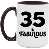 35th Birthday 35 & Fabulous - 15oz Accent Mug Black