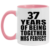 37th Anniversary 37 Years Of Being Mrs Perfect - 11oz Accent Mug Pink