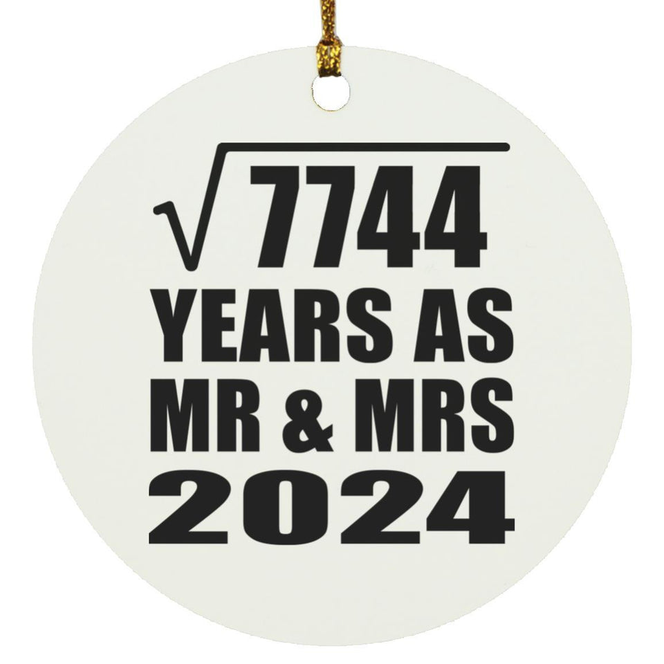 88th Anniversary Square Root of 7744 Years As Mr & Mrs 2024 - Circle Ornament