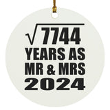 88th Anniversary Square Root of 7744 Years As Mr & Mrs 2024 - Circle Ornament