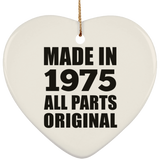 49th Birthday Made in 1975 All Parts Original - Heart Ornament