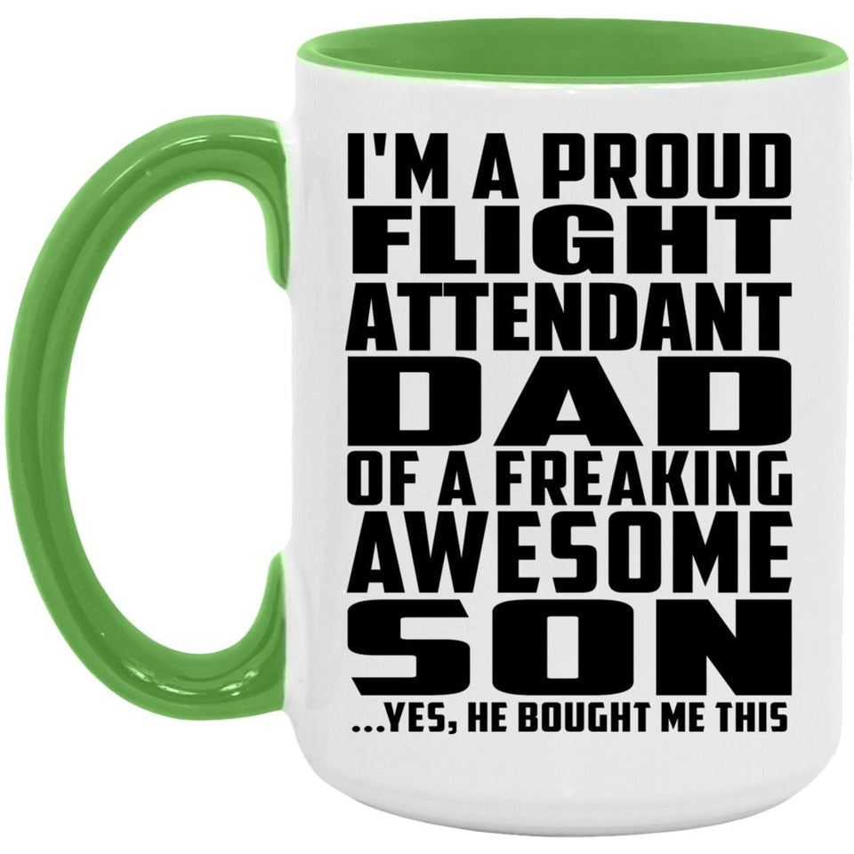 Proud Flight Attendant Dad Of Awesome Son - 15oz Accent Mug Green