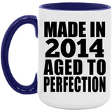 10th Birthday Made In 2014 Aged to Perfection - 15oz Accent Mug Purple