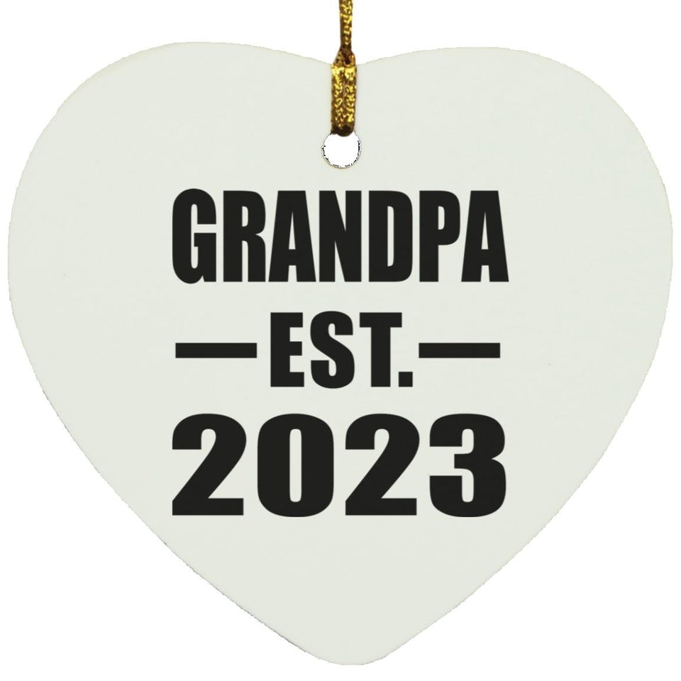 Grandpa Established EST. 2023 - Heart Ornament