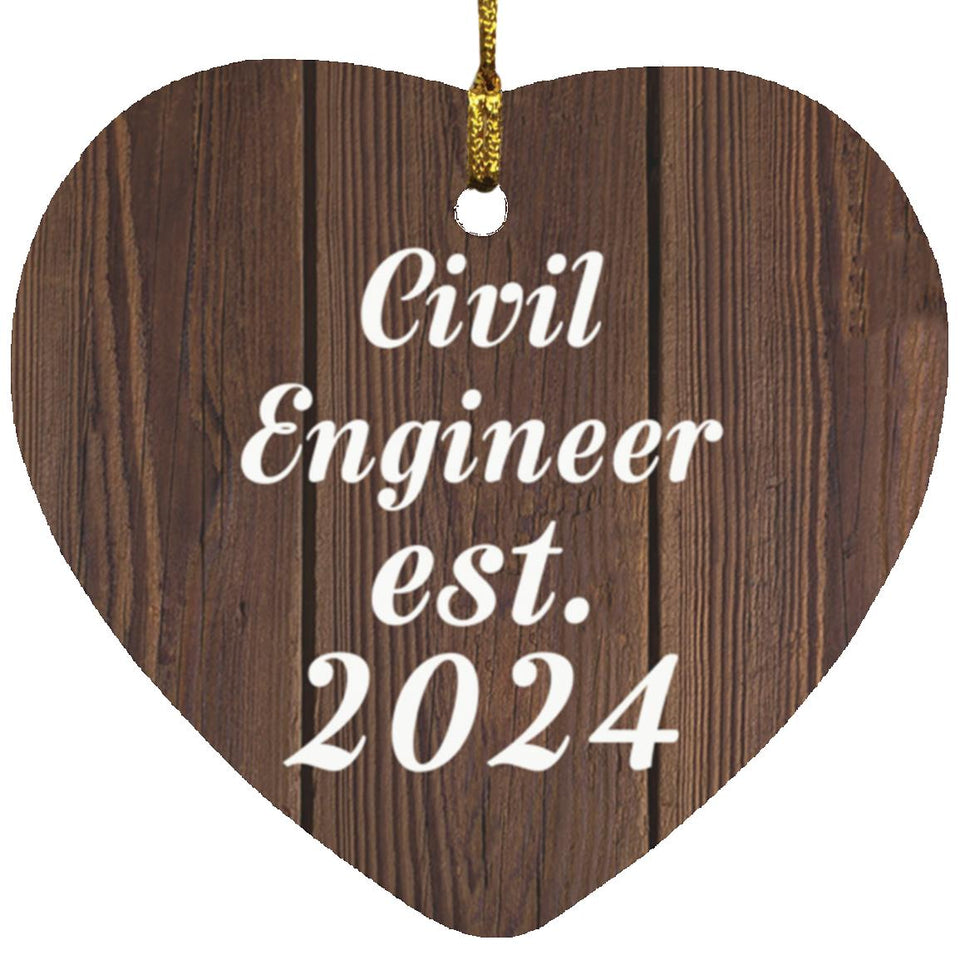 Civil Engineer Established Est. 2024 - Heart Ornament D