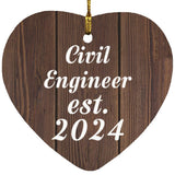 Civil Engineer Established Est. 2024 - Heart Ornament D