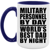 Military Personnel By Day World's Best Dad By Night - 15oz Accent Mug Purple