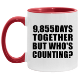 27th Anniversary 9,855 Days Together But Who's Counting - 11oz Accent Mug Red