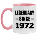 52nd Birthday Legendary Since 1972 - 11oz Accent Mug Pink
