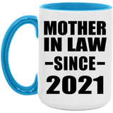 Mother In Law Since 2021 - 15oz Accent Mug Blue