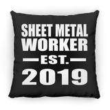 Sheet Metal Worker Established EST. 2019 - Throw Pillow Black
