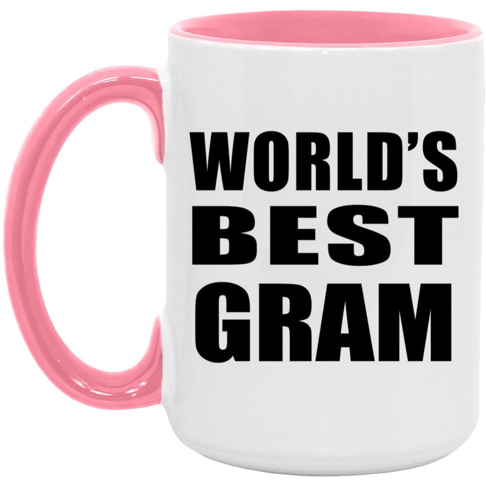 World's Best Gram - 15oz Accent Mug Pink
