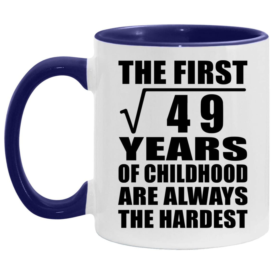 7th Birthday Square Root Of 49 Years Of Childhood - 11oz Accent Mug Purple
