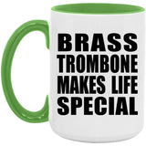 Brass Trombone Makes Life Special - 15oz Accent Mug Green