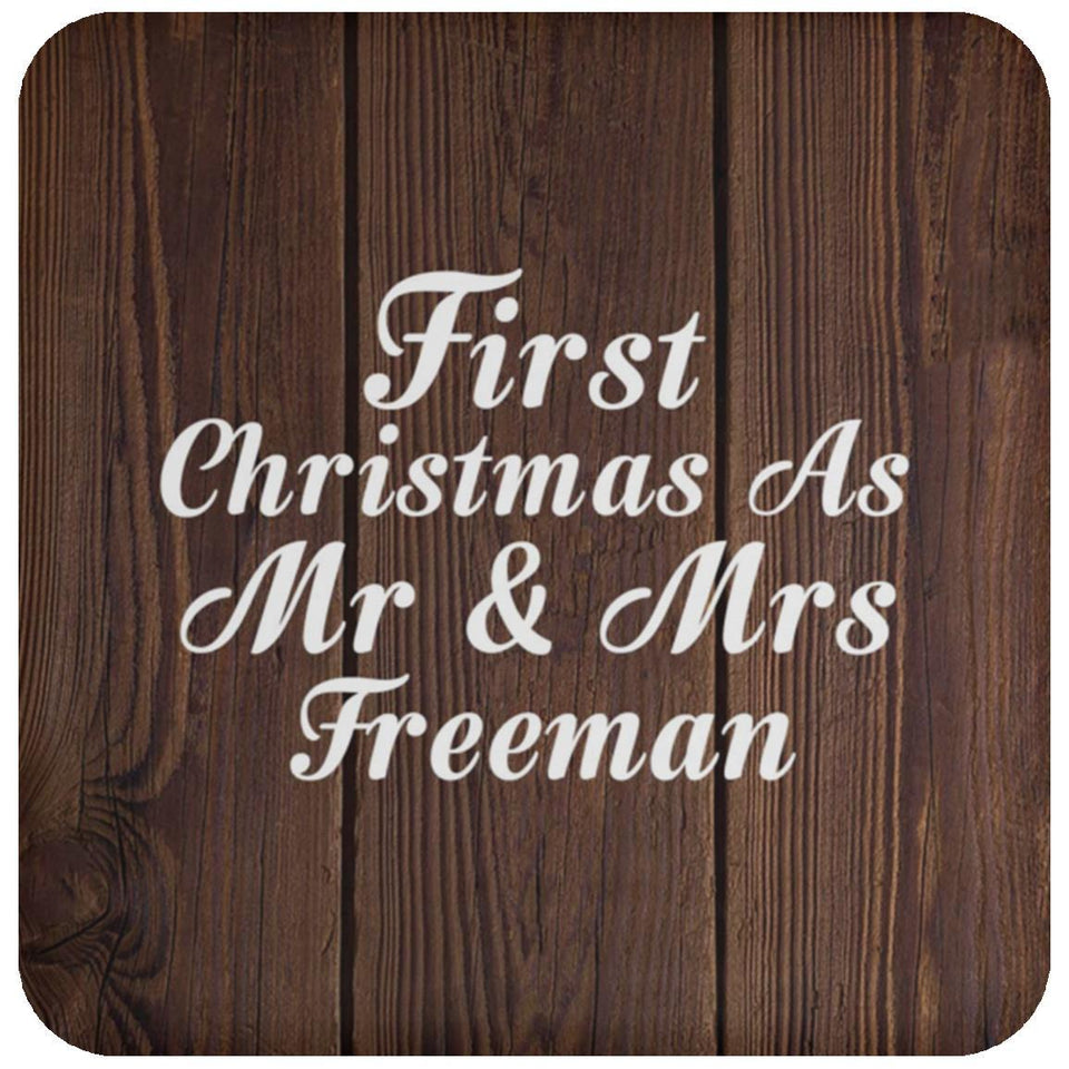 First Christmas As Mr & Mrs Freeman - Drink Coaster D