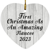 First Christmas As An Amazing Fiancee 2023 - Heart Ornament F