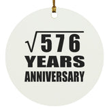 24th Anniversary Square Root of 576 Years Anniversary - Circle Ornament