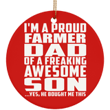 Proud Farmer Dad Of Awesome Son - Circle Ornament