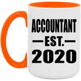 Accountant Established EST. 2020 - 15oz Accent Mug Orange