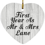 First Year As Mr & Mrs Lane - Heart Ornament F