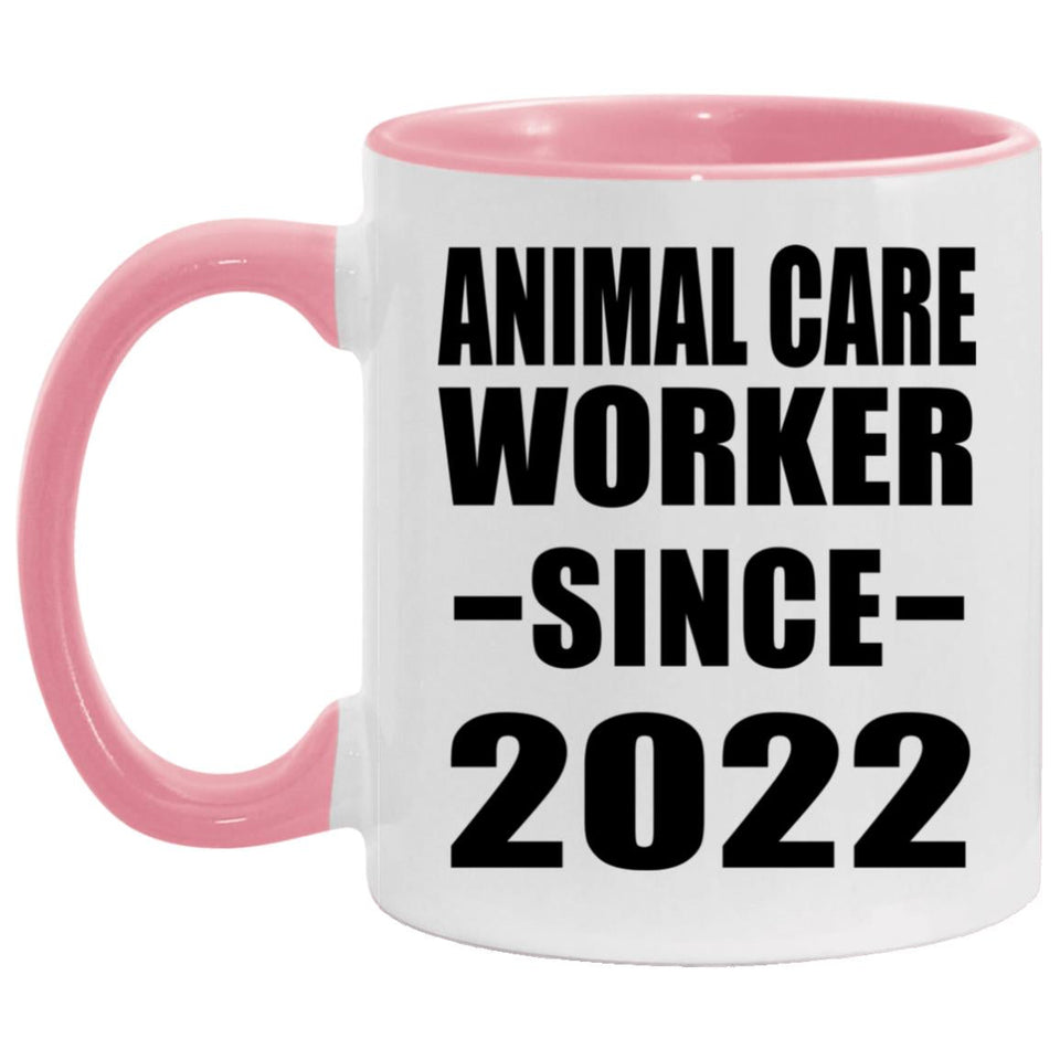 Animal Care Worker Since 2022 - 11oz Accent Mug Pink