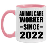 Animal Care Worker Since 2022 - 11oz Accent Mug Pink