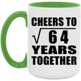 8th Anniversary Cheers To Square Root of 64 Years Together - 15oz Accent Mug Green