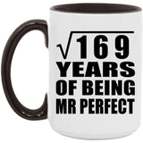 13th Anniversary Square Root of 169 Years of Mr Perfect - 15oz Accent Mug Black