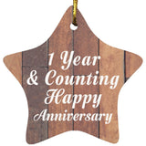 1st Anniversary 1 Year & Counting Happy Anniversary - Star Ornament E