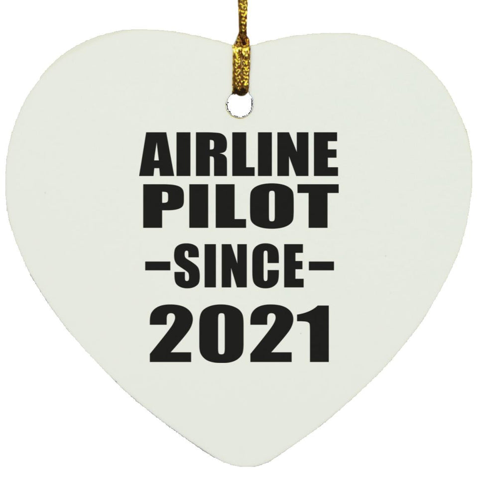 Airline Pilot Since 2021 - Heart Ornament