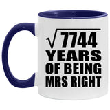 88th Anniversary Square Root Of 7744 Years Of Being Mrs Right - 11oz Accent Mug Purple