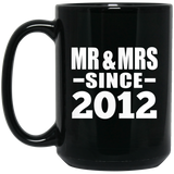12th Anniversary Mr & Mrs Since 2012 - 15 Oz Coffee Mug Black