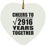 54th Anniversary Cheers To Square Root of 2916 Years Together - Heart Ornament
