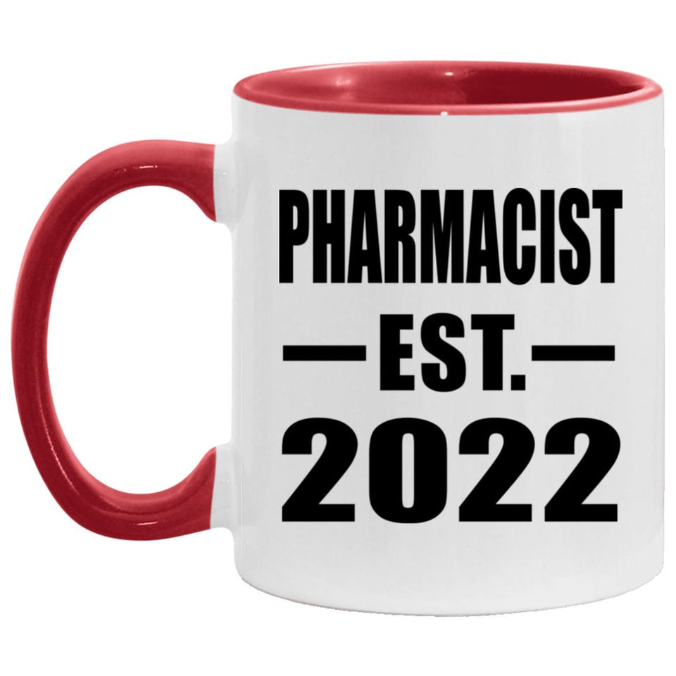 Pharmacist Established EST. 2022 - 11oz Accent Mug Red