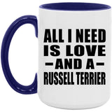 All I Need Is Love And A Russell Terrier - 15oz Accent Mug Purple