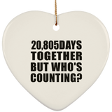 57th Anniversary 20,805 Days Together But Who's Counting - Heart Ornament