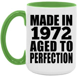52nd Birthday Made In 1972 Aged to Perfection - 15oz Accent Mug Green