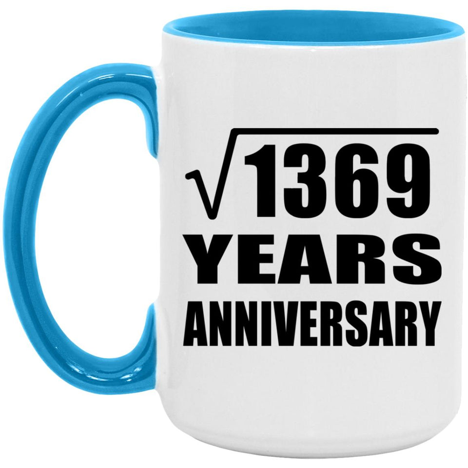 37th Anniversary Square Root of 1369 Years Anniversary - 15oz Accent Mug Blue