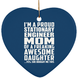 Proud Stationary Engineer Mom Of Awesome Daughter - Heart Ornament