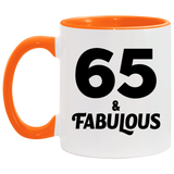 65th Birthday 65 & Fabulous - 11oz Accent Mug Orange