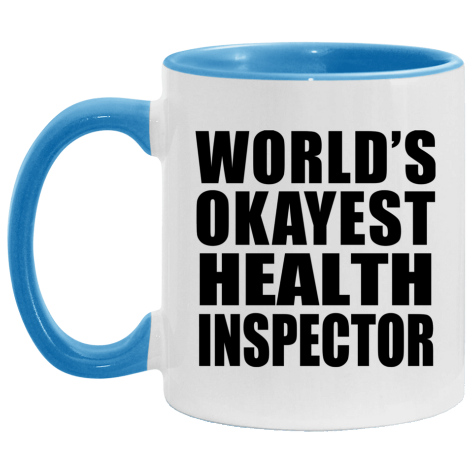World's Okayest Health Inspector - 11oz Accent Mug Blue