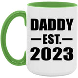 Daddy Established EST. 2023 - 15oz Accent Mug Green