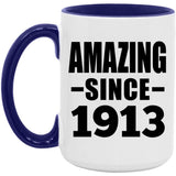 111th Birthday Amazing Since 1913 - 15oz Accent Mug Purple